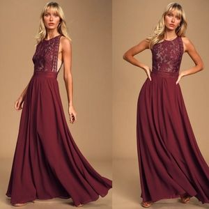 Lulu's Forever and Always lace maxi dress